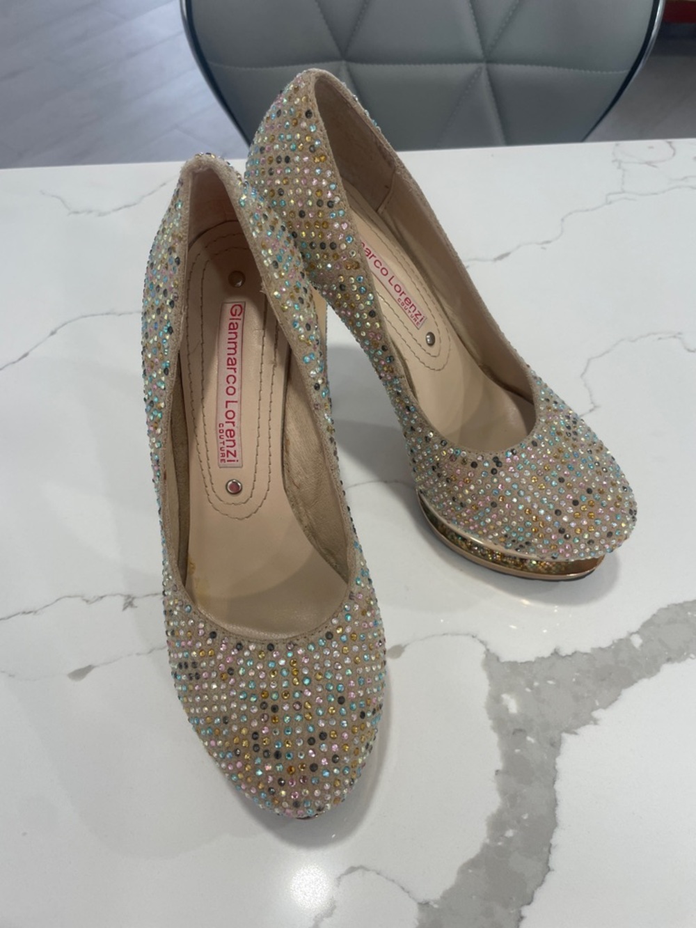 Gianmarco Lorenzi Women's Glitter heels Multicolor stones sparkly - Picture 2 of 16
